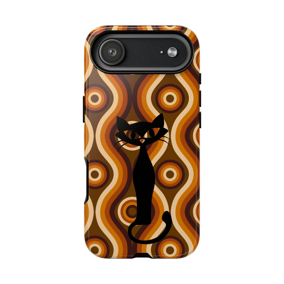 Retro Phone Case, Groovy Brown, Atomic Kitsch Cat Tough Smart Phone Cases