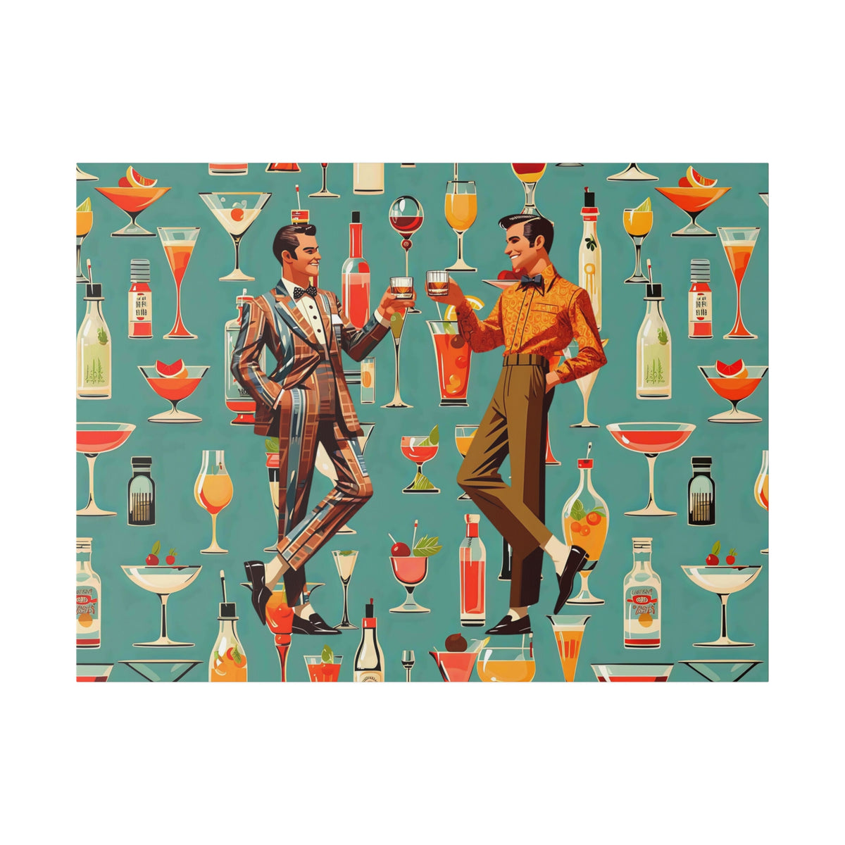 Atomic 50s Cocktail Art, Mid Century Modern Dapper Dudes, LGBTQ Unique Gifts, MCM Bar Art - Mid Century Modern Gal