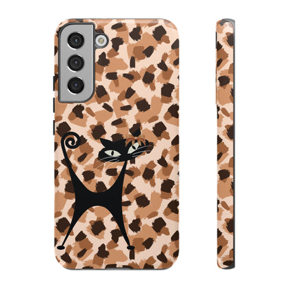 Mid Century Modern Atomic Cat, Animal Print Kitschy Trendy Smart Phone Tough Cases