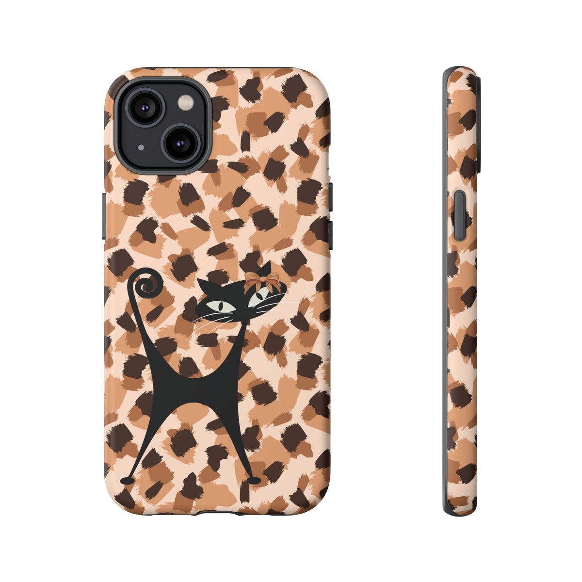 Mid Century Modern Atomic Cat, Animal Print Kitschy Trendy Smart Phone Tough Cases - Mid Century Modern Gal