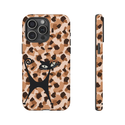 Mid Century Modern Atomic Cat, Animal Print Kitschy Trendy Smart Phone Tough Cases