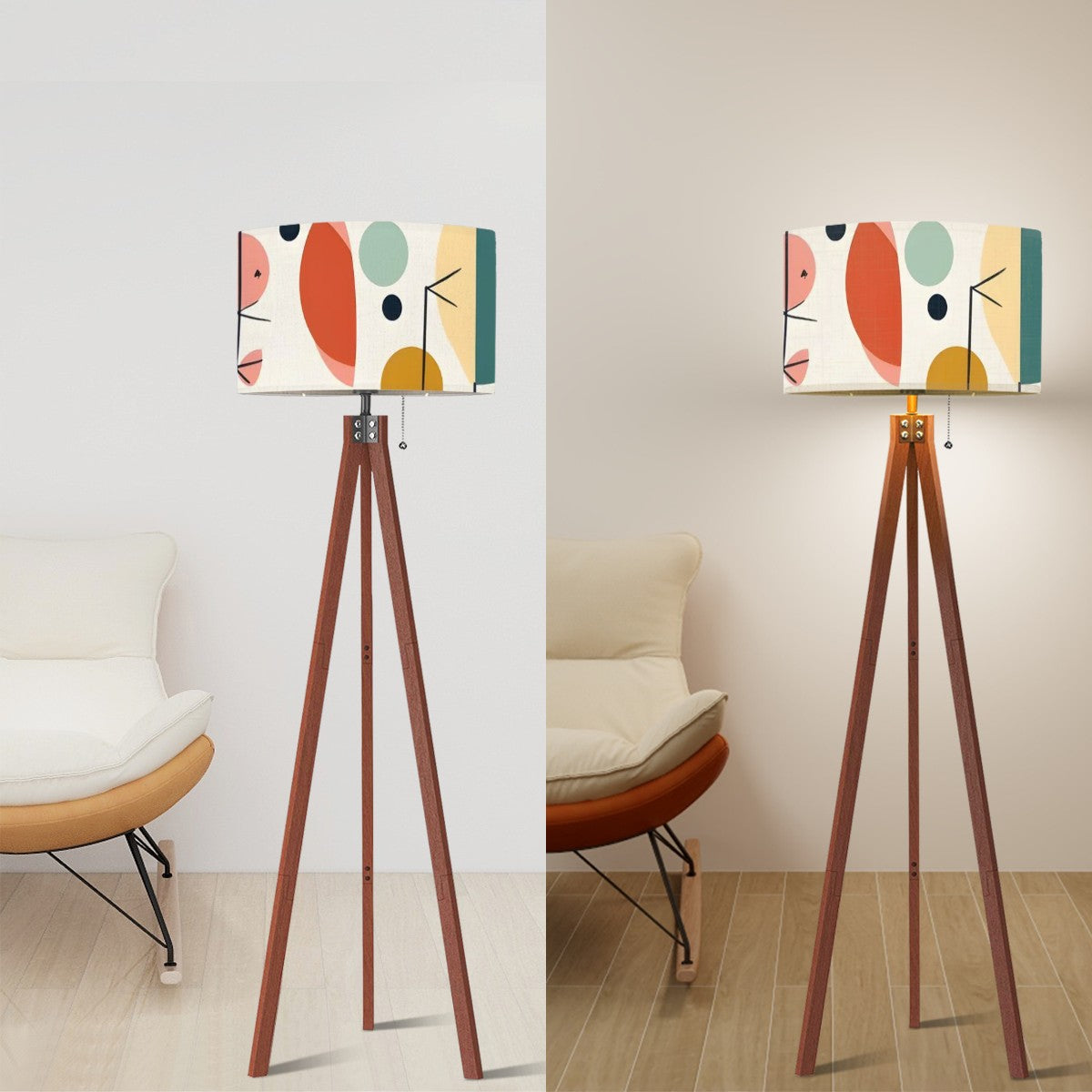 Mid Century Modern Abstract Mod Lamp Shade ONLY - For Tripod Floor Lamps Only - Mid Century Modern Gal