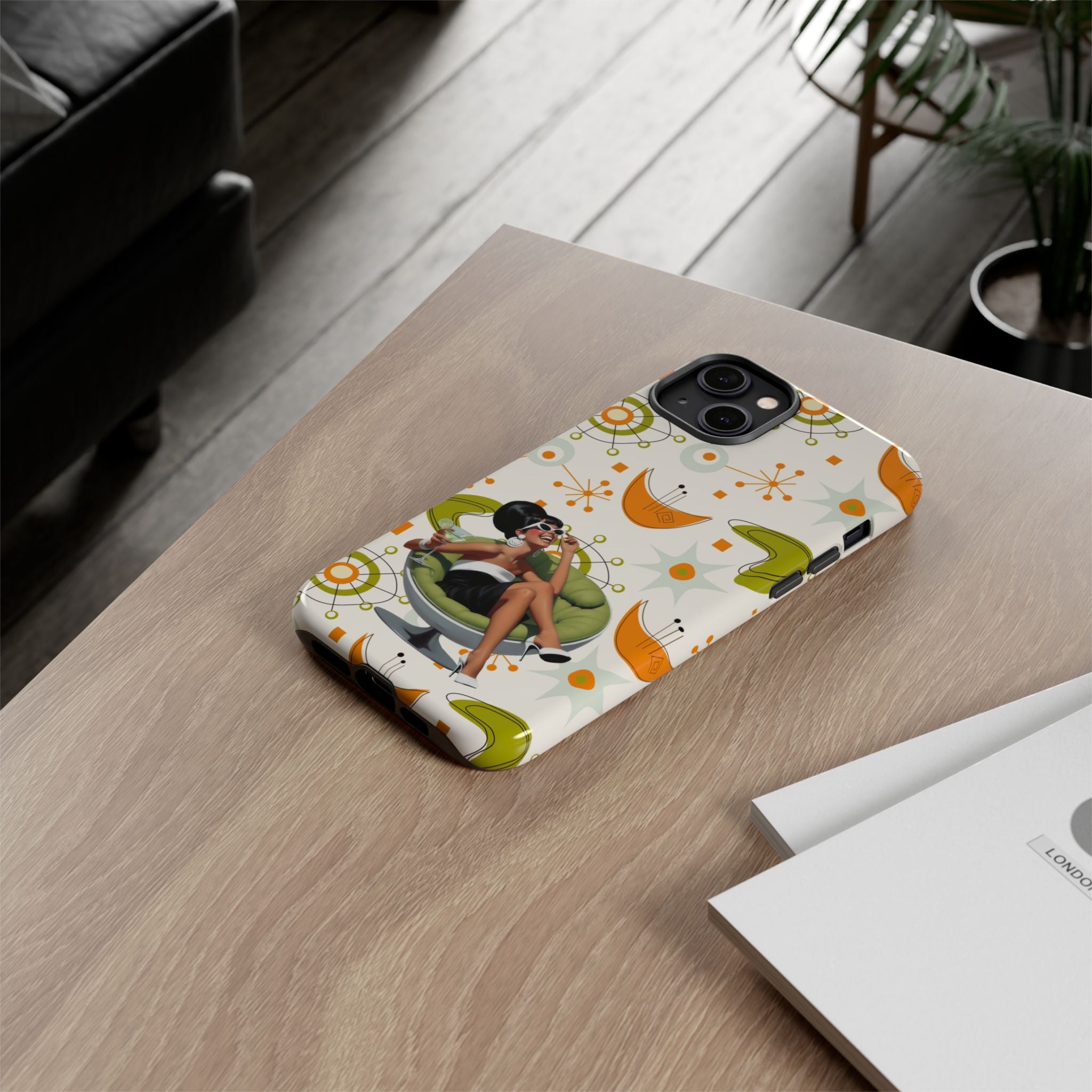 Mid Century Modern Atomic Starburst Mid Mod 60s Gal Retro Chic Tough Phone Case with Vintage Glamour Design