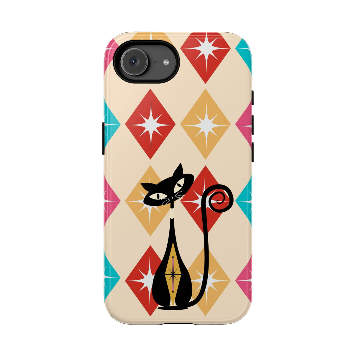 Mid Century Modern Atomic Cat, Atomic 50s Diamonds Retro Phone Tough Cases