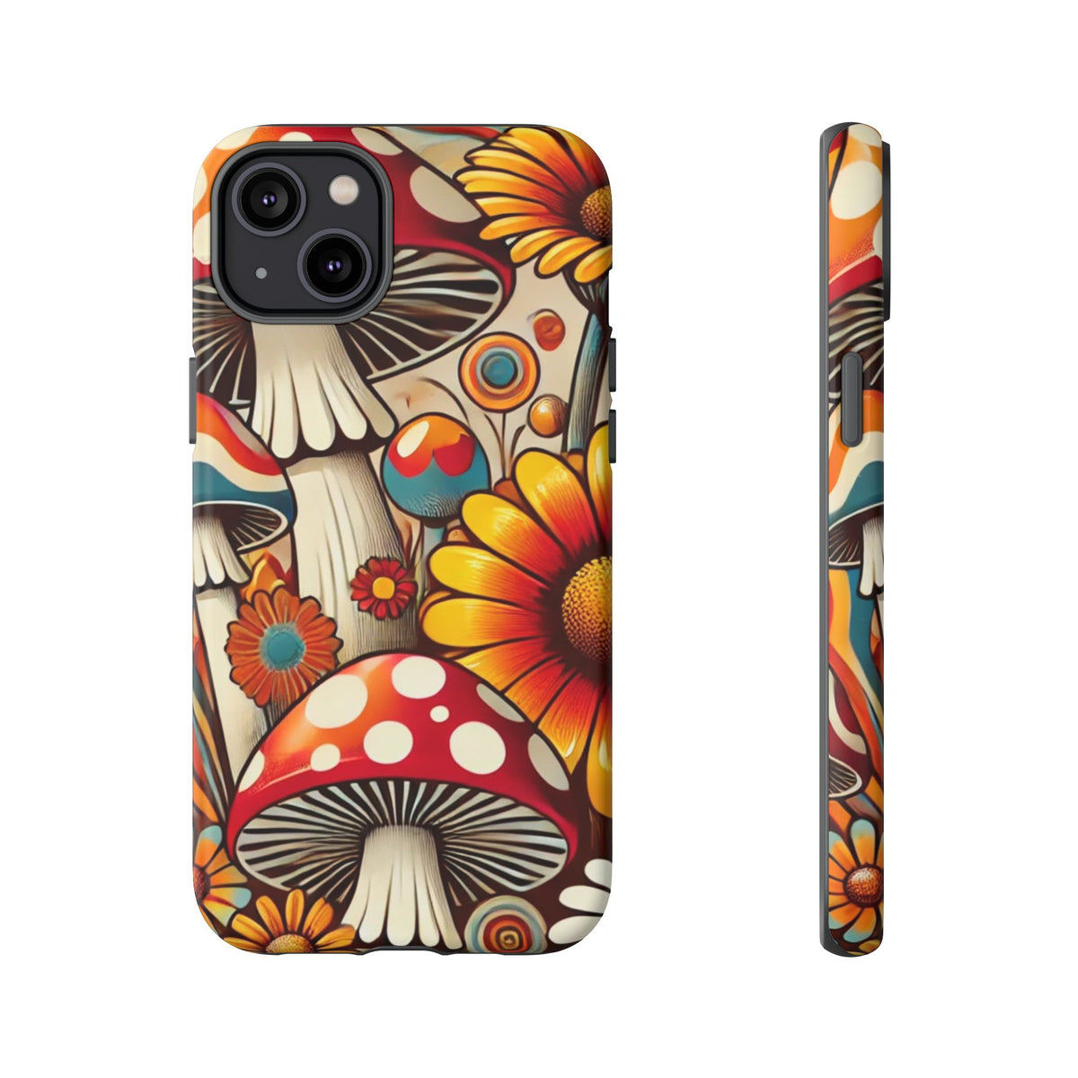 Colorful Mushroom Flower Phone Case - Boho Chic Design