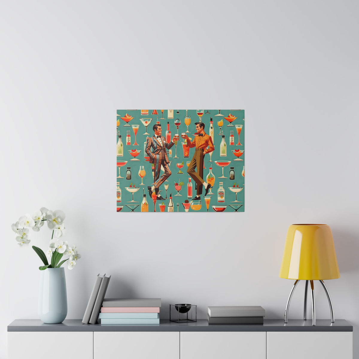 Atomic 50s Cocktail Art, Mid Century Modern Dapper Dudes, LGBTQ Unique Gifts, MCM Bar Art - Mid Century Modern Gal