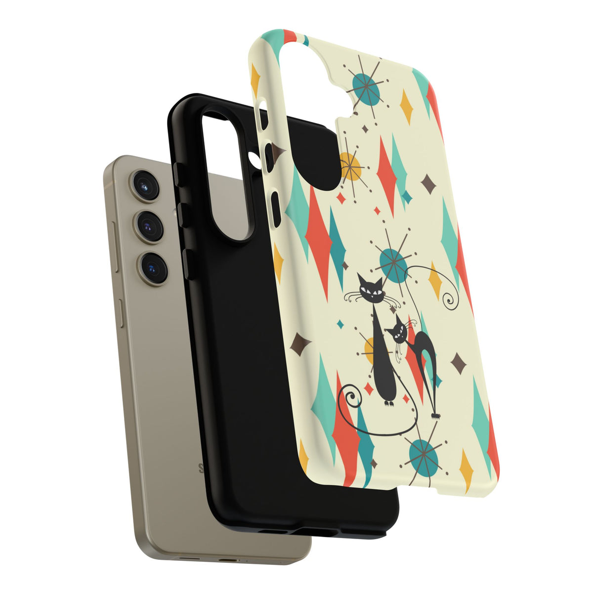 Atomic Kitty Cat, Mid Mod Franciscan Pattern, Kitsch Tough Phone Cases
