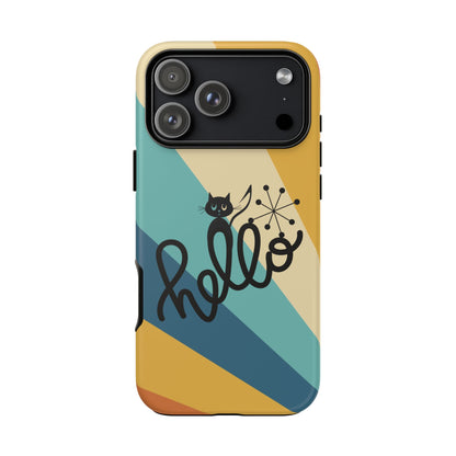 Atomic Groovy Cat, Retro, Kitschy, Hello Starburst, Mid Mod Smart Phone Tough Phone Cases - Mid Century Modern Gal