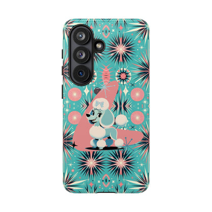 1950s Mid Century Modern Atomic Pink, Poodle Retro Smart Phone Tough Cases