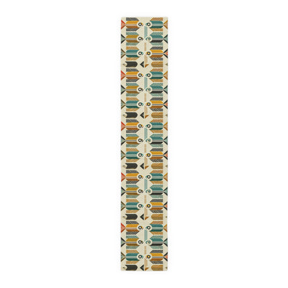 Mid Century Modern Fish Decor, Abstract Bauhaus-Inspired Table Runner - Mid Century Modern Gal