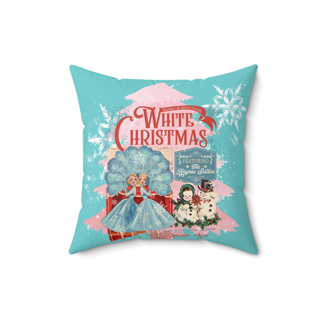 Wallace And Davis White Christmas Decorative Pillow for Holiday Decor - Mid Century Modern Gal