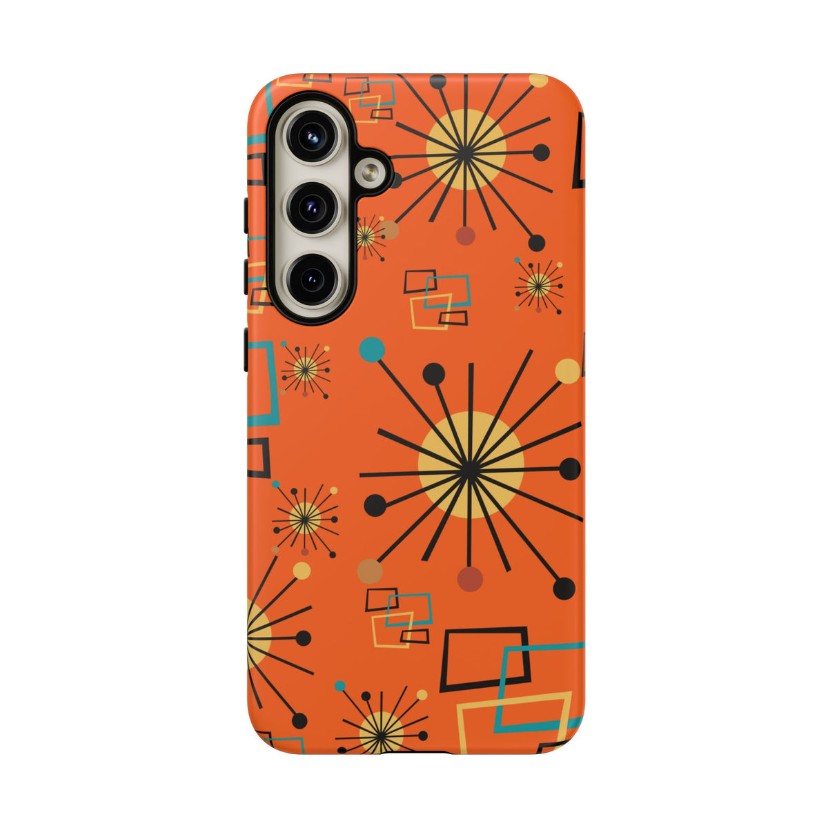 Mid Century Modern Sinatra Orange, Starburst, Geometric Funky Fun Tough Phone Case