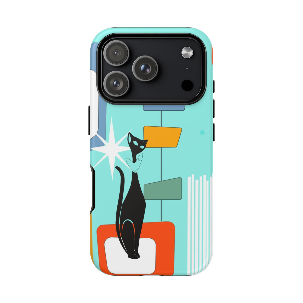 Atomic Cat, Mid Mod Aqua Blue, Geometric, Samsung, Google Pixel, Apple iPhone Tough Cases