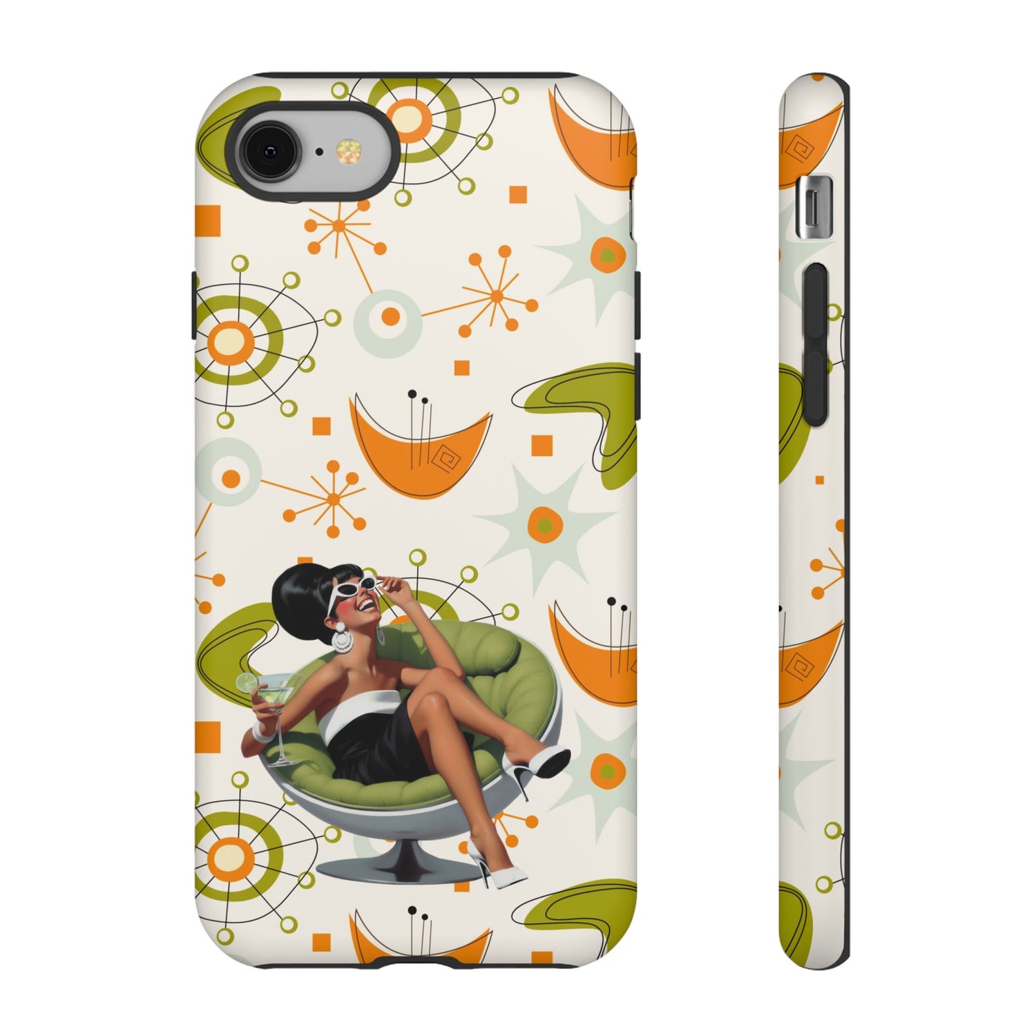 Mid Century Modern Atomic Starburst Mid Mod 60s Gal Retro Chic Tough Phone Case with Vintage Glamour Design - Mid Century Modern Gal