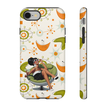 Mid Century Modern Atomic Starburst Mid Mod 60s Gal Retro Chic Tough Phone Case with Vintage Glamour Design - Mid Century Modern Gal