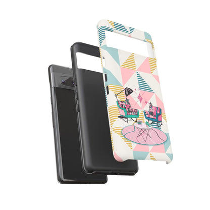 Atomic Cats Reading, Book Talk, Book Lover, Retro Chic Phone Case with Retro Vibe - Cozy Living Room Design