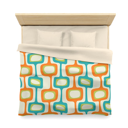 Mid Mod, MCM Teal, Orange, Cream Retro Groovy, Funky Fun Mid Century Modern Duvet Cover