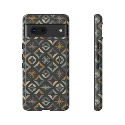 Mid Century Modern Elegant Gray Geometric Starburst Tough Phone Case