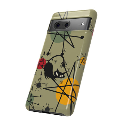 Mid Century Modern Atomic Cat, Retro Chic Groovy Mod Samsung, Smart Phone Tough Cases