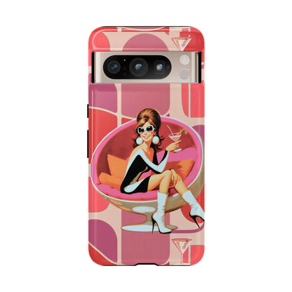 Mid Mod 60s Mod Gal, Kick Back Enjoy, Retro Chic Phone Case with Cocktail Design