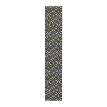 Mid Century Modern Elegant Gray Geometric Starburst Table Runner - Mid Century Modern Gal