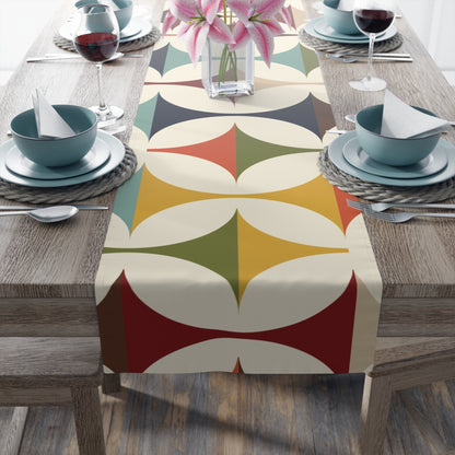Mid Century Modern Table Runner, Retro Scandinavian Modern Danish Geometric Design, Green, Brown, Beige, Yellow, Teal, MCM - Mid Century Modern Gal