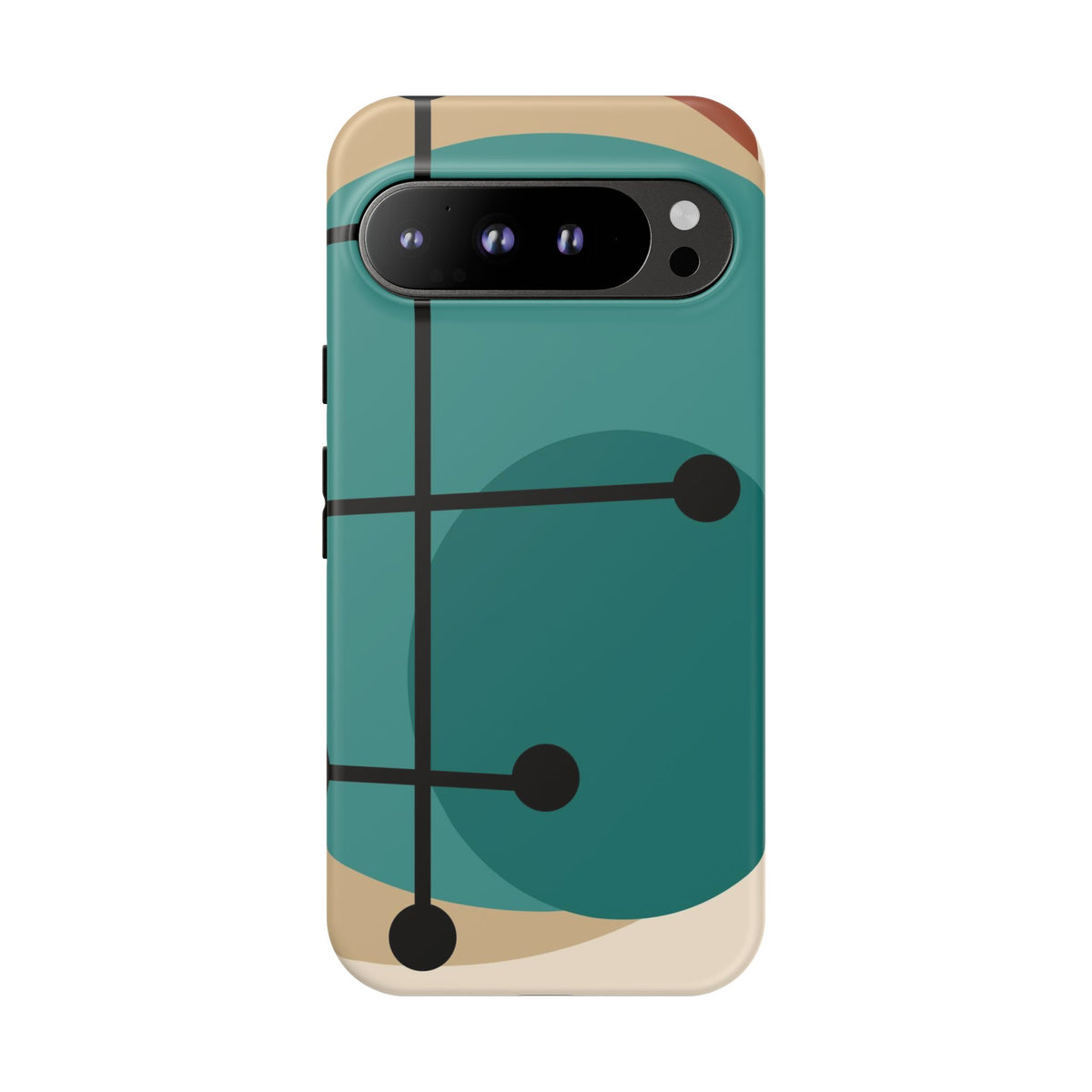 Mid Century Mod, Geometric, Retro Beige Teal Blue, Smart Phones Tough Phone Cases