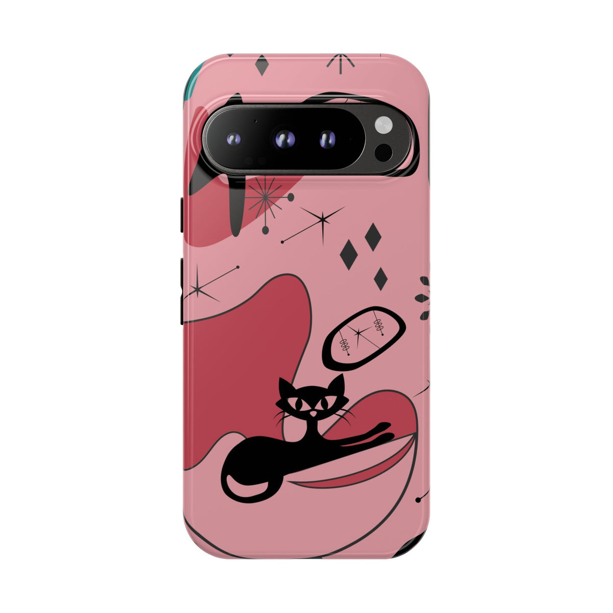 Atomic Cat, Pink Mid Century Modern, Egg Chair, Space Cat Tough Phone Case