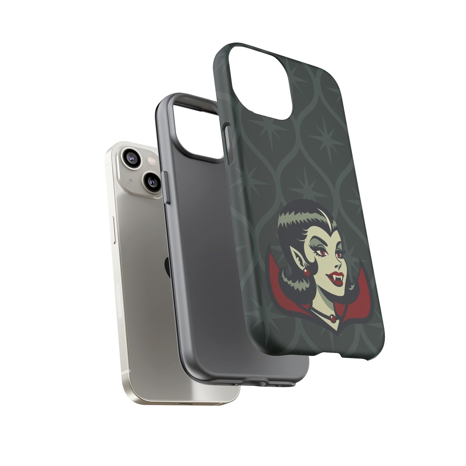 Vampire Dracula Girl Halloween Goth Horror Buff MCM Green Tough Phone Case