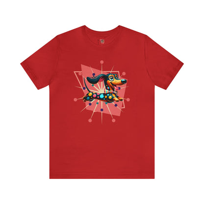 Dachsund Lover Comfy T-Shirt, Doxie Mom, Weiner Dog, Mid Century Mod Retro Designed For Cool Weiner Dog Mom