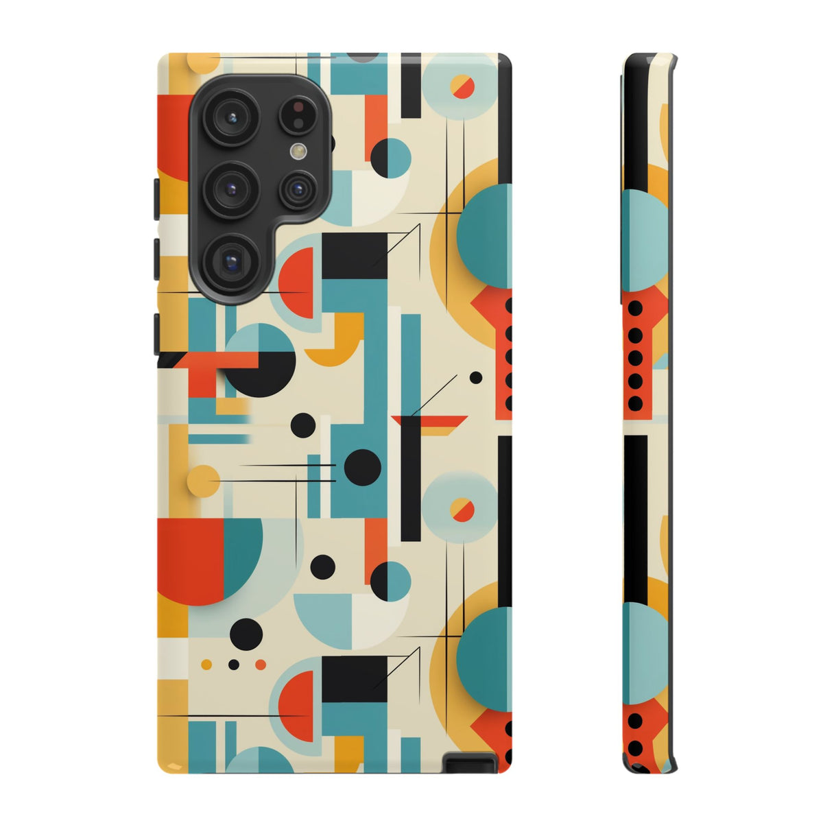 Bauhaus Designed Mid Mod Geometric Groovy Smart Phone, iPhone, Samsung Compatible Tough Cases - Mid Century Modern Gal