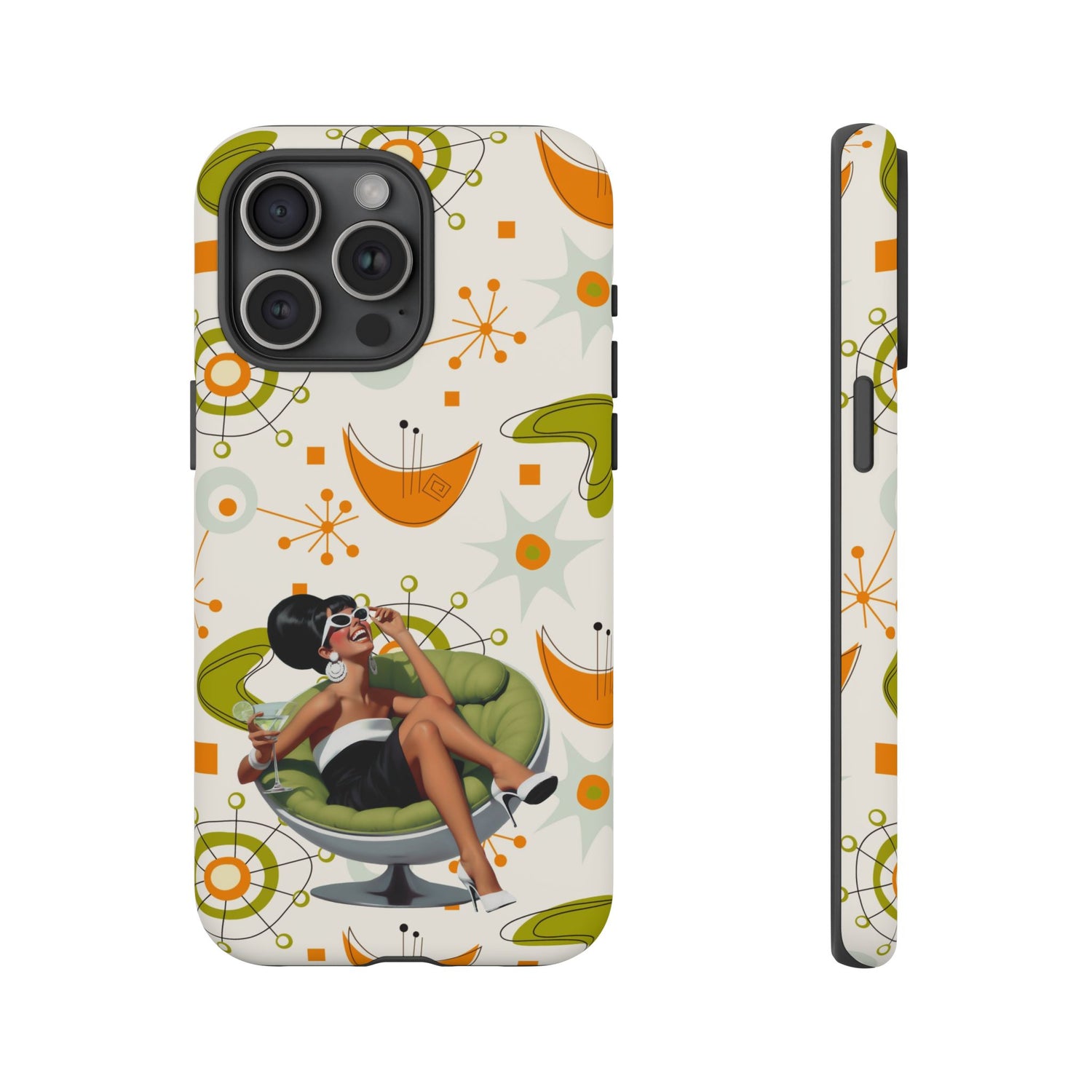 Mid Century Modern Atomic Starburst Mid Mod 60s Gal Retro Chic Tough Phone Case with Vintage Glamour Design - Mid Century Modern Gal