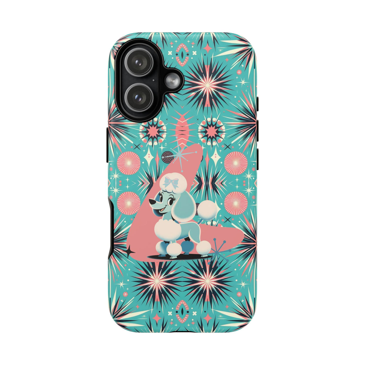 1950s Mid Century Modern Atomic Pink, Poodle Retro Smart Phone Tough Cases