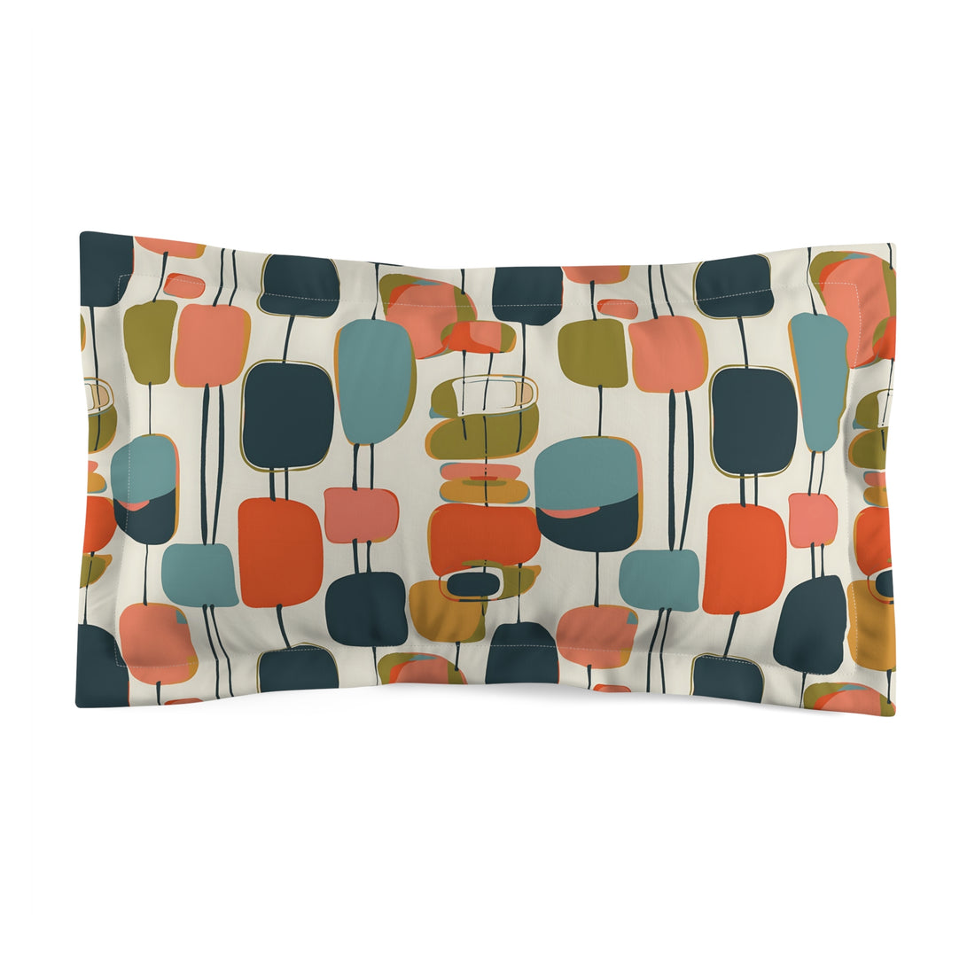 Mid Century Modern Geometric Shapes, Abstract Retro Pillow Sham