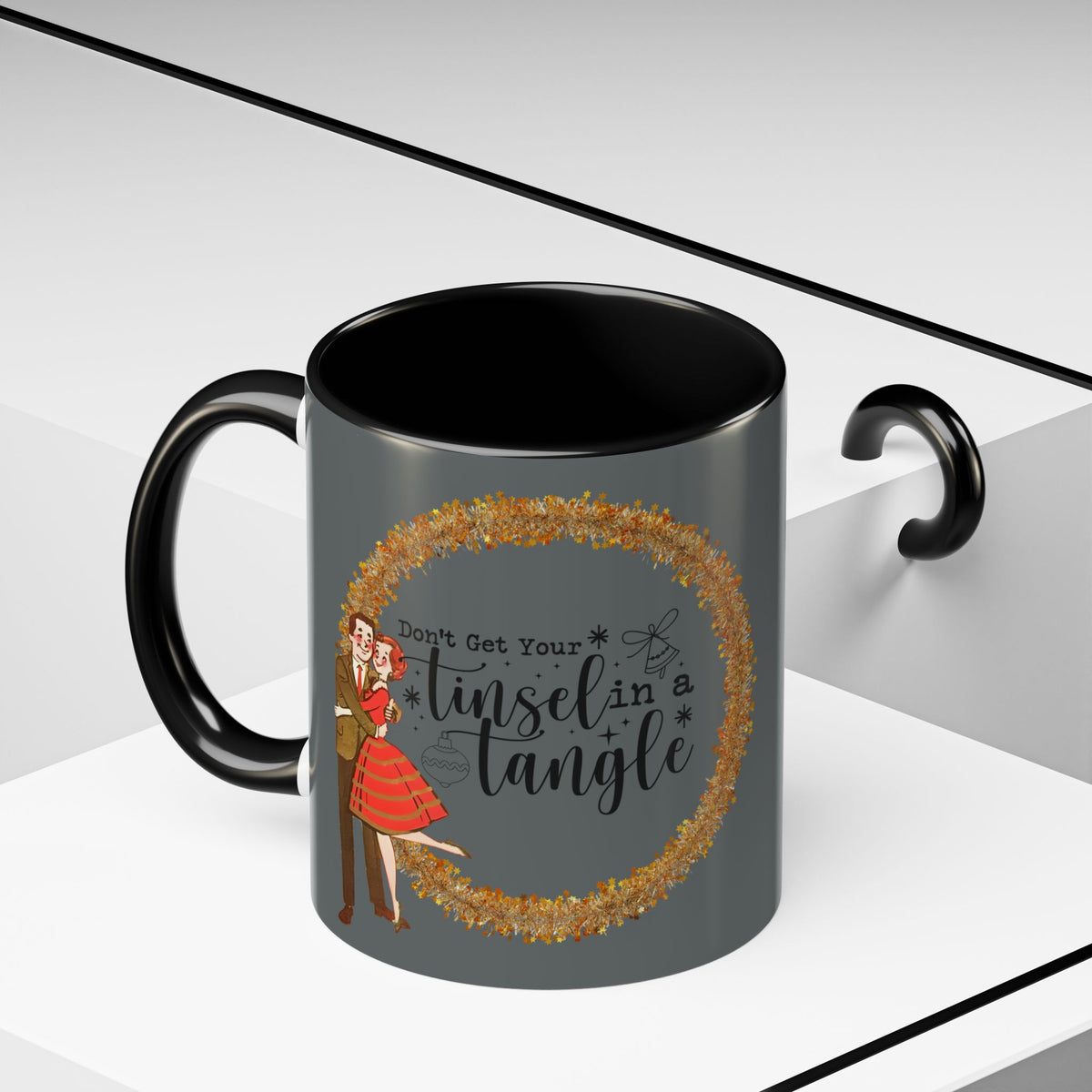 Don't Get Your Tinsel In A Tangle,  Vintage 50s Kitschy Christmas Holiday Co-Worker, Secret Santa Mug Gift - Mid Century Modern Gal