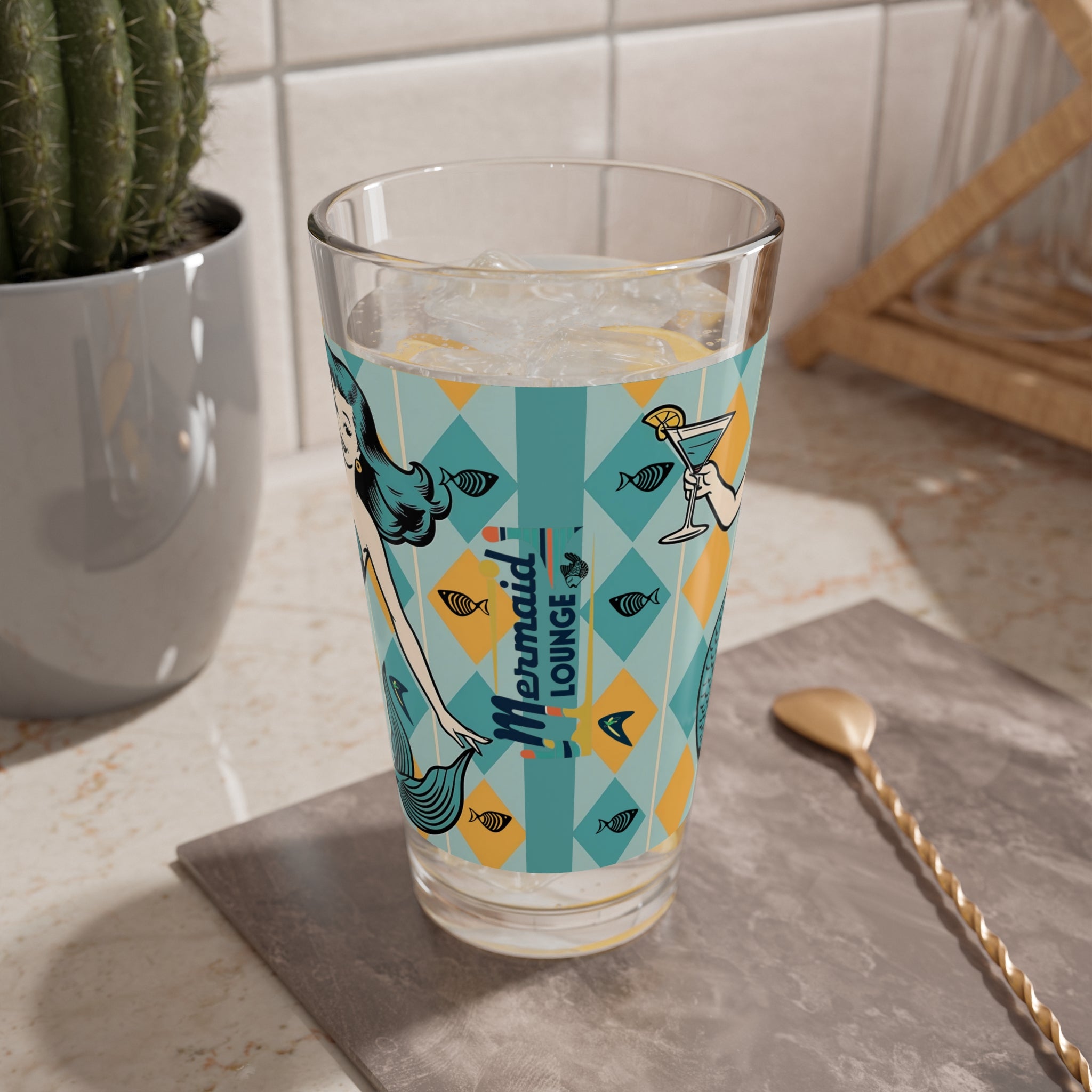 Retro Mermaid Themed Mid Century Modern Barware Kitschy Mermaid Lounge– Retro Cocktail Vibe - Mid Century Modern Gal