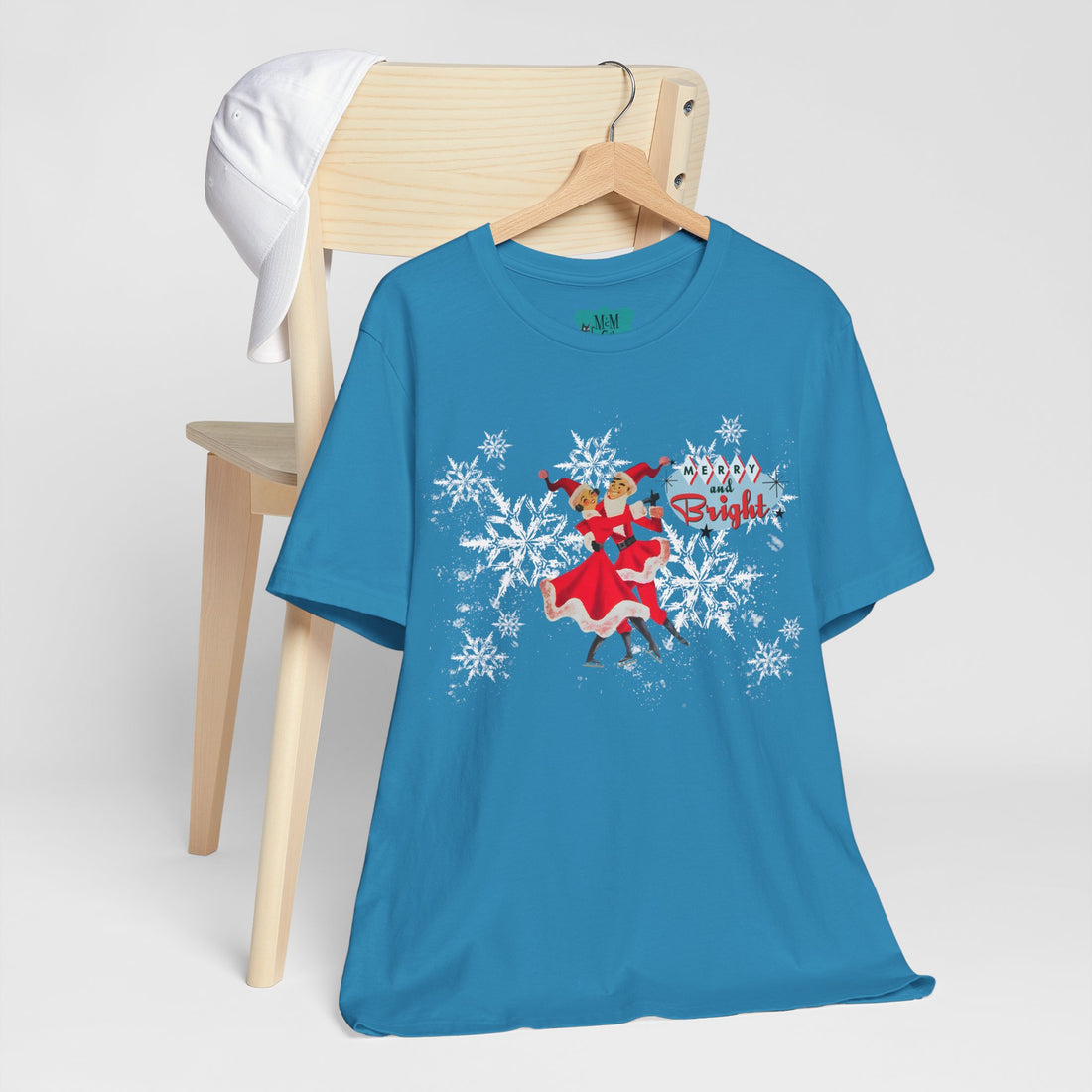 50s Kitsch Vintage Christmas, Retro Mod Holiday, Mr. And Mrs. Claus Ice Skating Christmas Shirt - Mid Century Modern Gal