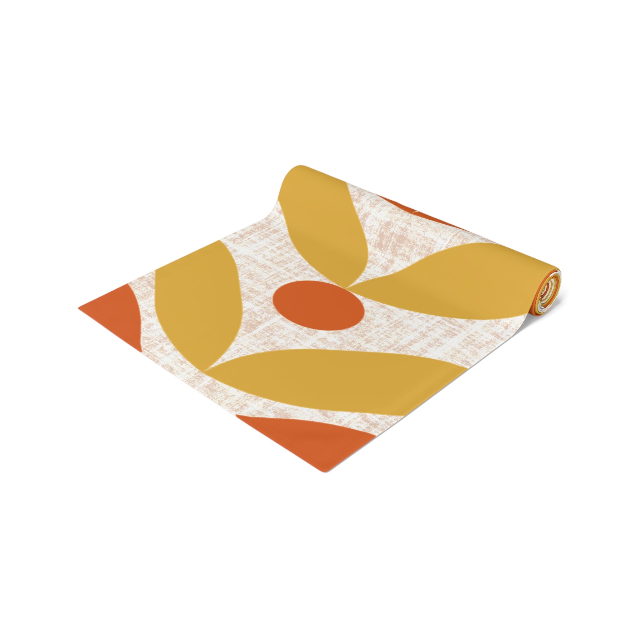 Mid Mod Scandinavian Flower, Orange Yellow Retro Table Runner - Mid Century Modern Gal