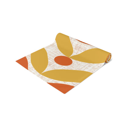Mid Mod Scandinavian Flower, Orange Yellow Retro Table Runner - Mid Century Modern Gal