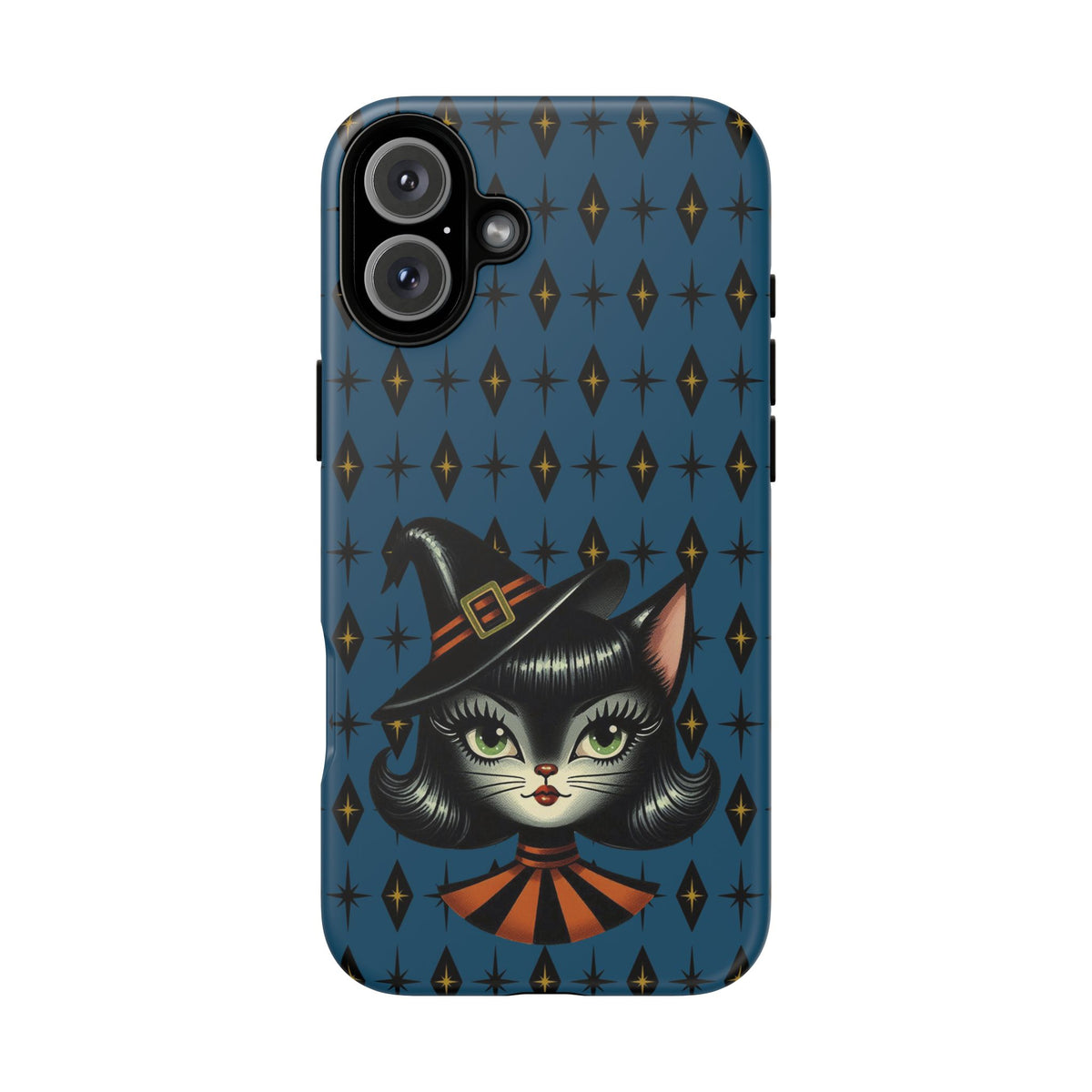 Vintage Halloween Black Cat Sexy Sexton Mid Century Modern Blue Tough Phone Case