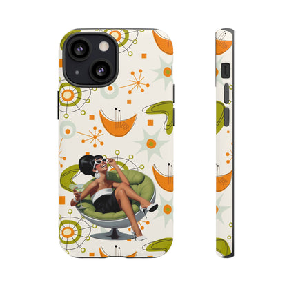 Mid Century Modern Atomic Starburst Mid Mod 60s Gal Retro Chic Tough Phone Case with Vintage Glamour Design - Mid Century Modern Gal
