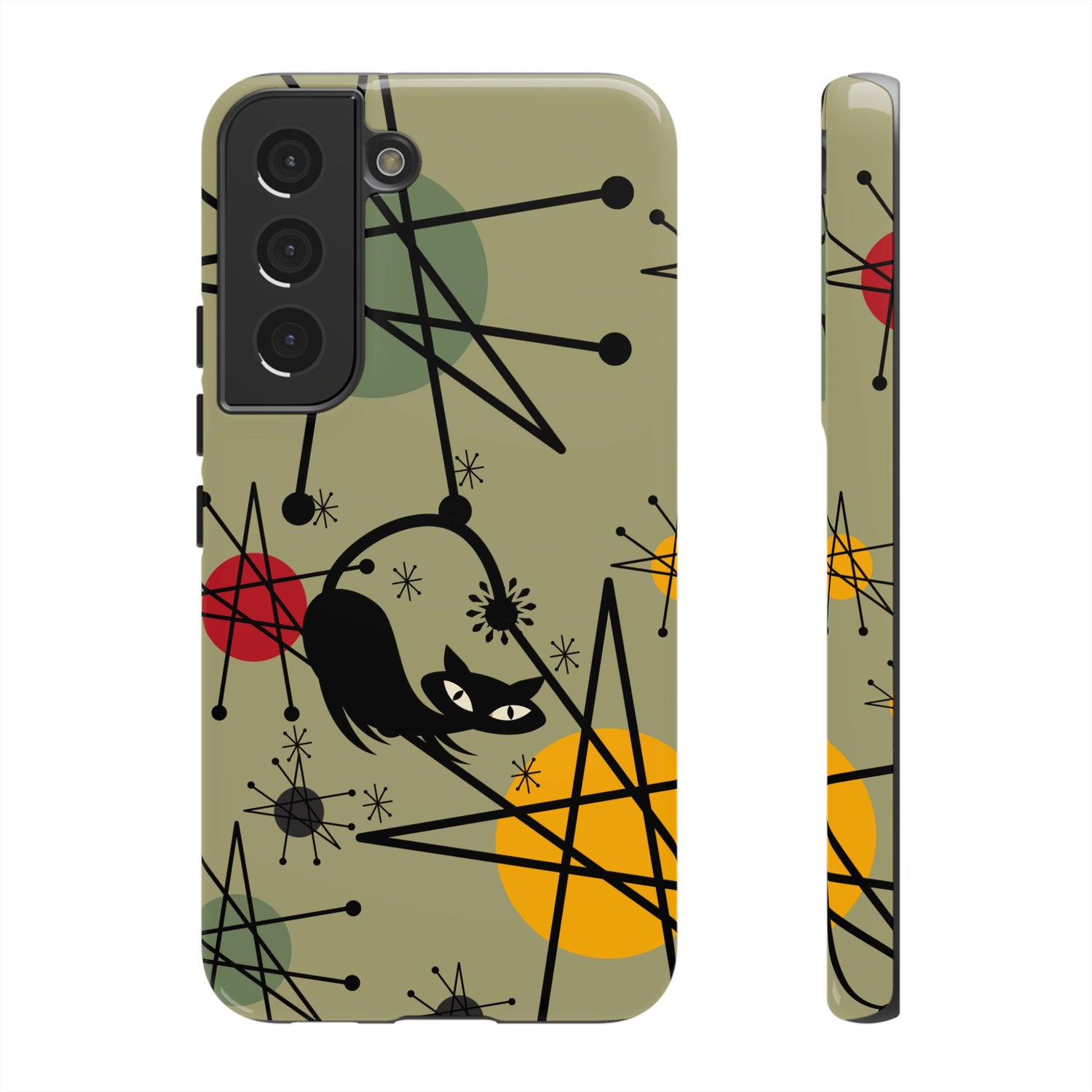 Mid Century Modern Atomic Cat, Retro Chic Groovy Mod Samsung, Smart Phone Tough Cases