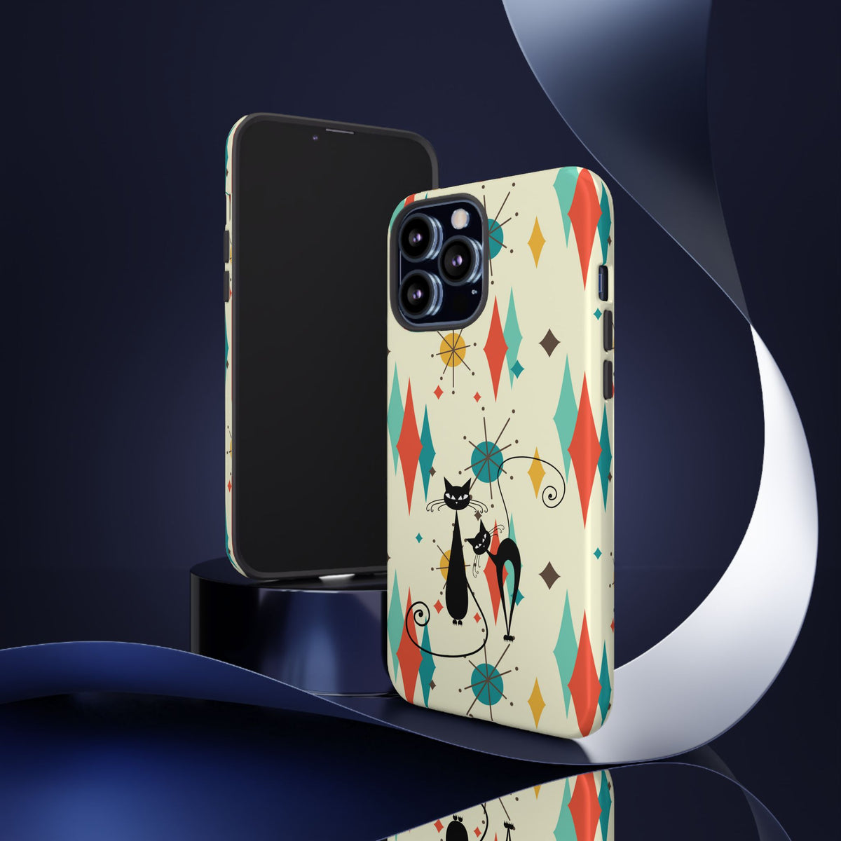 Atomic Kitty Cat, Mid Mod Franciscan Pattern, Kitsch Tough Phone Cases