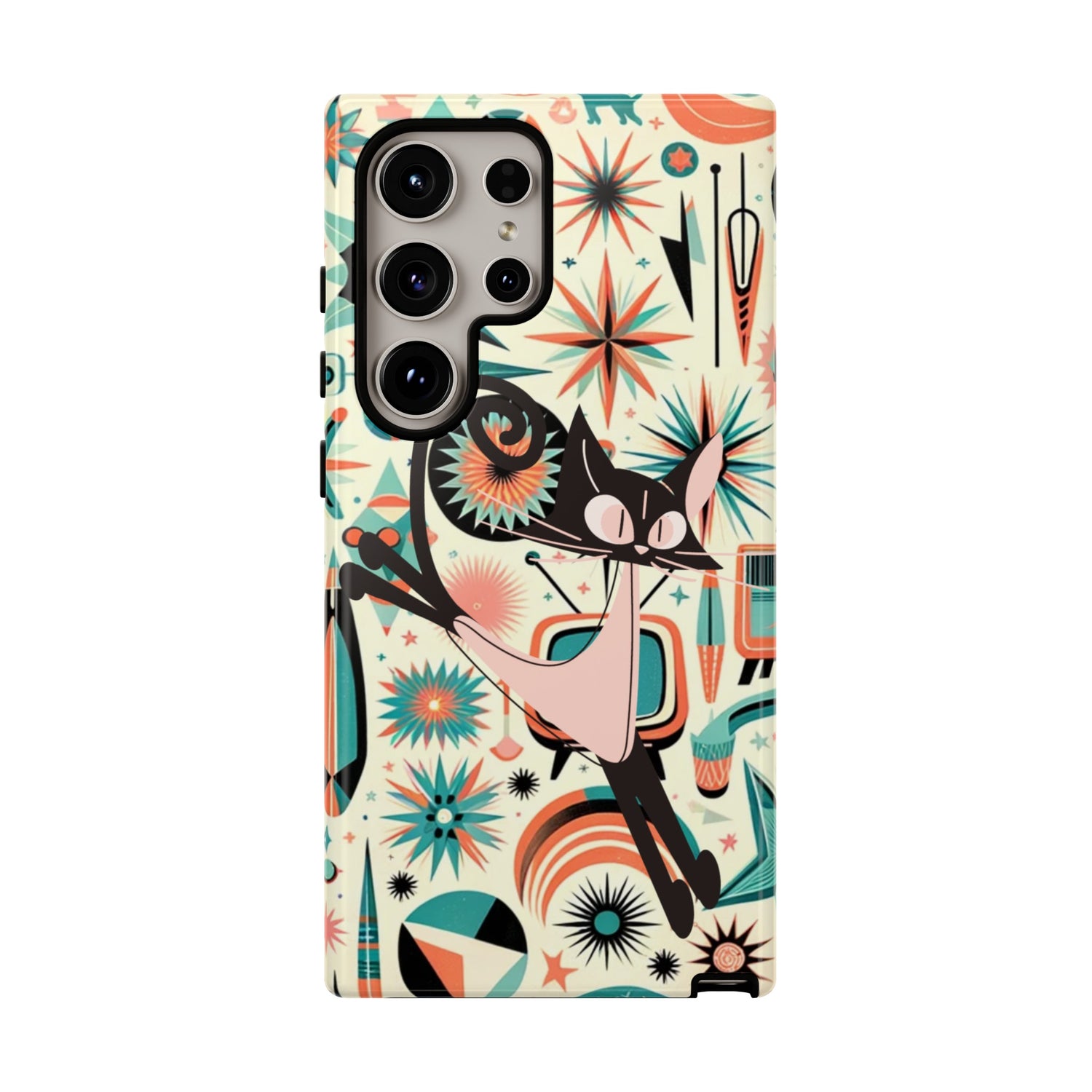 Atomic Kitty Boomerang Space Kitty Mid Century Modern Samsung, Smart Phone, Tough Cases