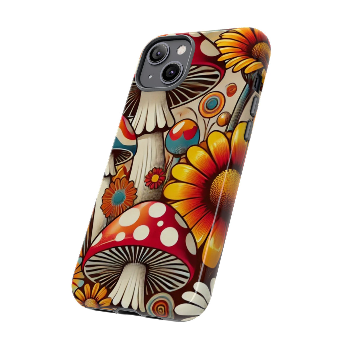 Colorful Mushroom Flower Phone Case - Boho Chic Design