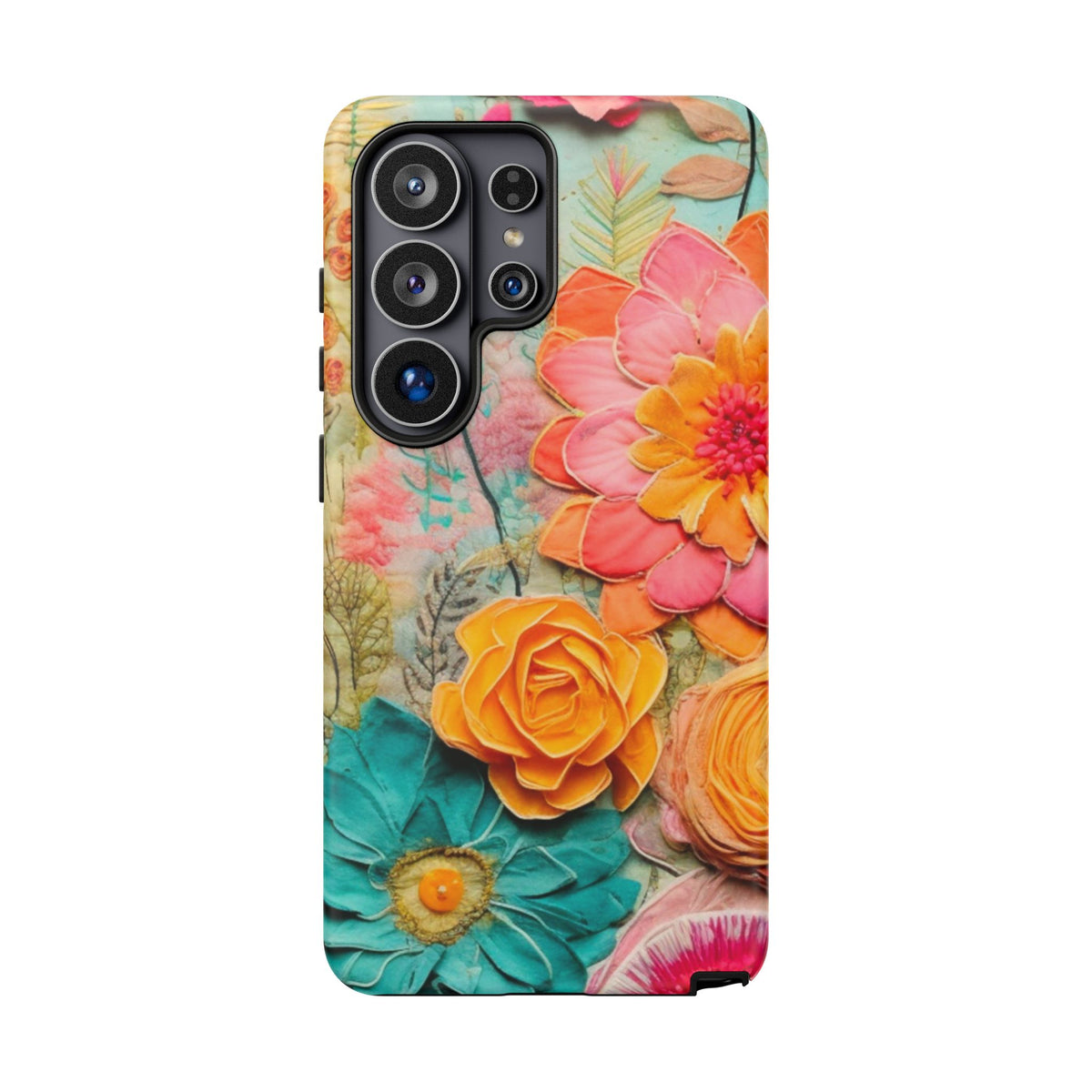 Boho Retro Floral Faux Pressed Flowers Smart Phone Tough Phone Cases