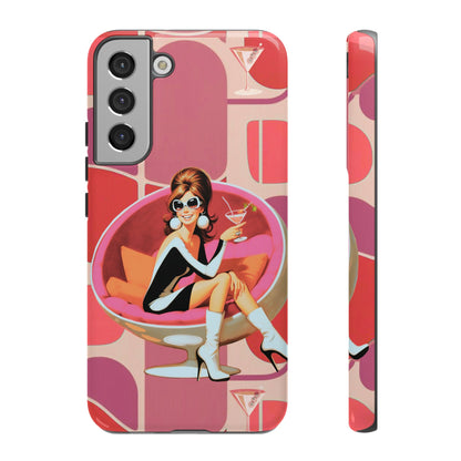 Mid Mod 60s Mod Gal, Kick Back Enjoy, Retro Chic Phone Case with Cocktail Design
