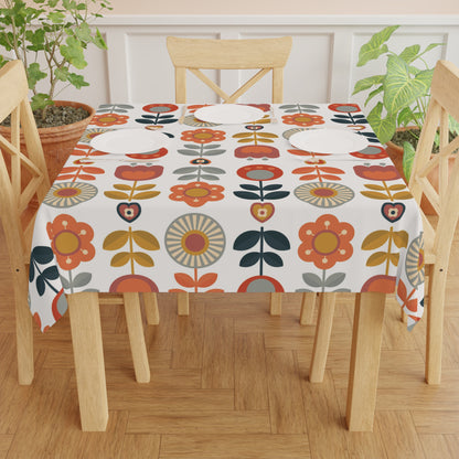 Scandinavian Designed Modern Danish Nordic Flowers Vibrant Floral Retro Mod Tablecloth - Mid Century Modern Gal