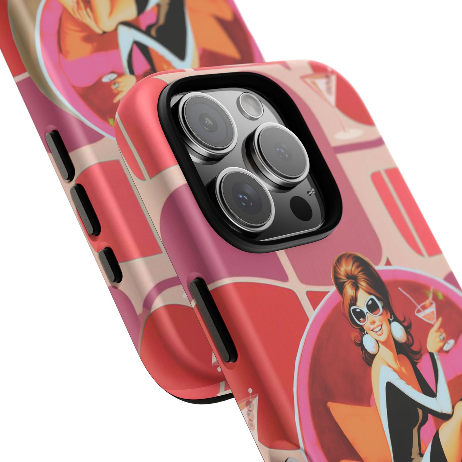 Mid Mod 60s Mod Gal, Kick Back Enjoy, Retro Chic Phone Case with Cocktail Design