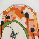 Mid-Century Modern Cat Retro Summer Vibes, Kitschy Mod  Shower Curtain - Retro Floral Design - Mid Century Modern Gal